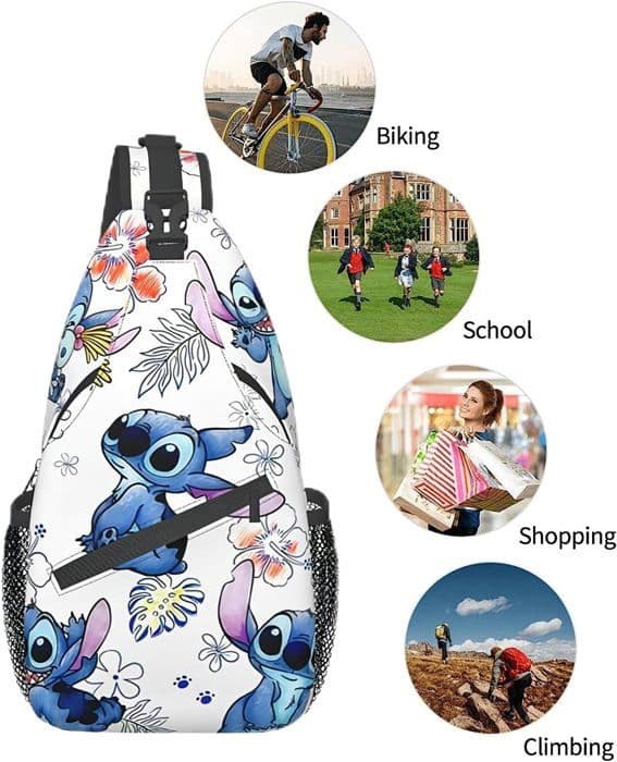 Axelväska, Stitch Crossbody-ryggsäck för resor, vandring, bröstväska, dagsäck för handväskor