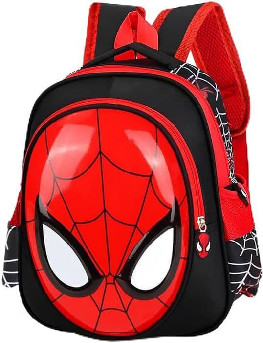 Spiderman barnryggsäck, Spiderman skolväska, grundskoleflicka Spiderman skolväska, stor kapacitet, 3D-design, röd