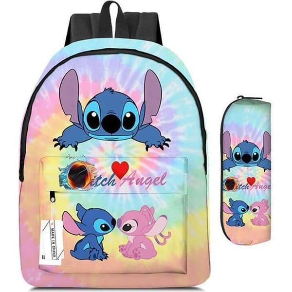 2 i 1 ryggsäck, pennväska, set med tre skolväskor för barn, 3D-tryckt reseryggsäck, stitch cartoon ryggsäck