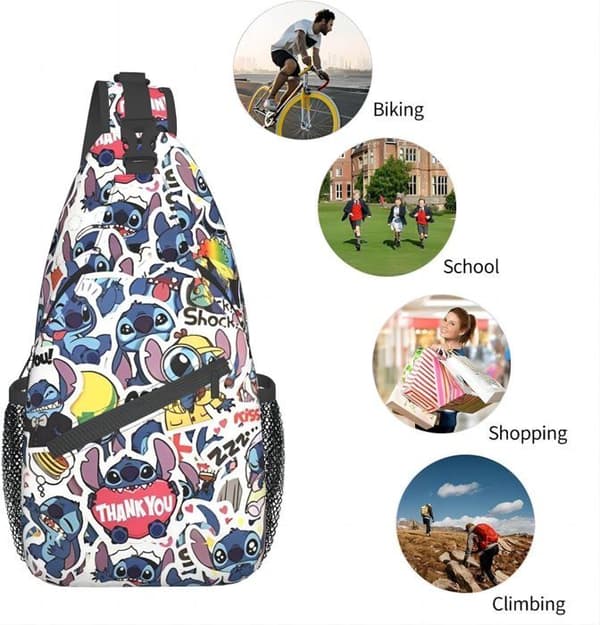 Axelväska, Stitch Crossbody-ryggsäck för resor, vandring, bröstväska, dagsäck för handväskor