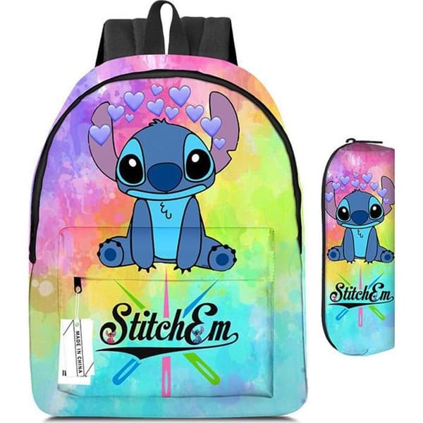 Cartoon Stitch Mönster Ryggsäckar för barn Skolväska Reseryggsäck Stor kapacitet Skolväska Bokväskor