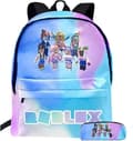 Miniatyrbild 1 av 4: Roblox Glaxy Rainbow Planet skolryggsäck för barn, tonåringar, småbarn, moderyggsäck och pennfodral
