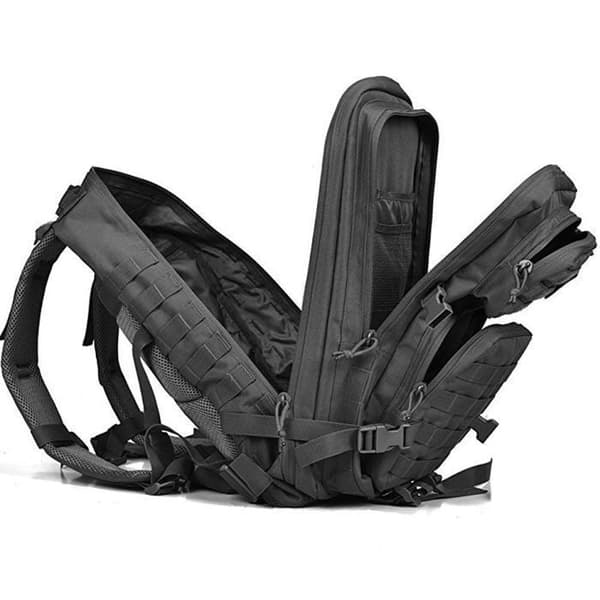 Slitstark ryggsäck, 45L multifunktionsryggsäck Skolväska Military Shoulder Crossbody Travel Retro Oxford-tyg -svart