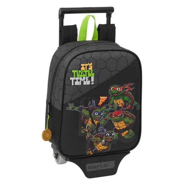 Skoleryggsekk med Hjul Teenage Mutant Ninja Turtles Svart Grå 22 x 27 x 10 cm