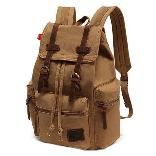 Vintage ryggsäck - Ej specificerad - 27x16x41 cm - Canvas och PU-läder - 19L - Blandat