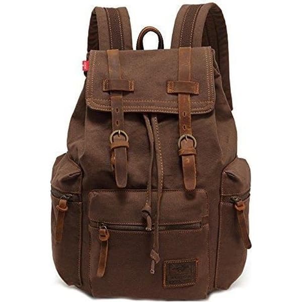 Vintage ryggsäck - Ej specificerad - 27x16x41 cm - Canvas och PU-läder - 19L - Blandat