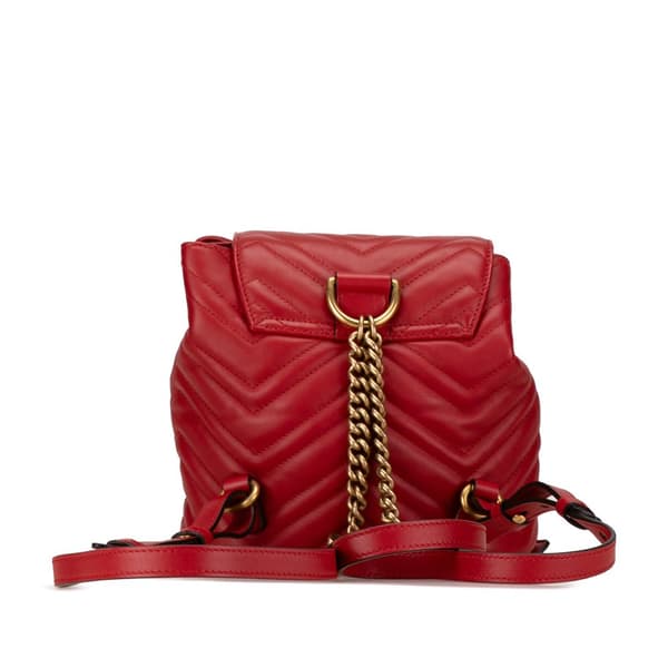 Pre-owned Gucci GG Marmont Matelasse Backpack Red