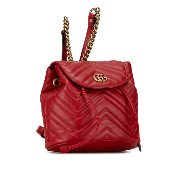 Pre-owned Gucci GG Marmont Matelasse Backpack Red