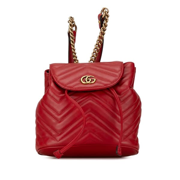 Pre-owned Gucci GG Marmont Matelasse Backpack Red