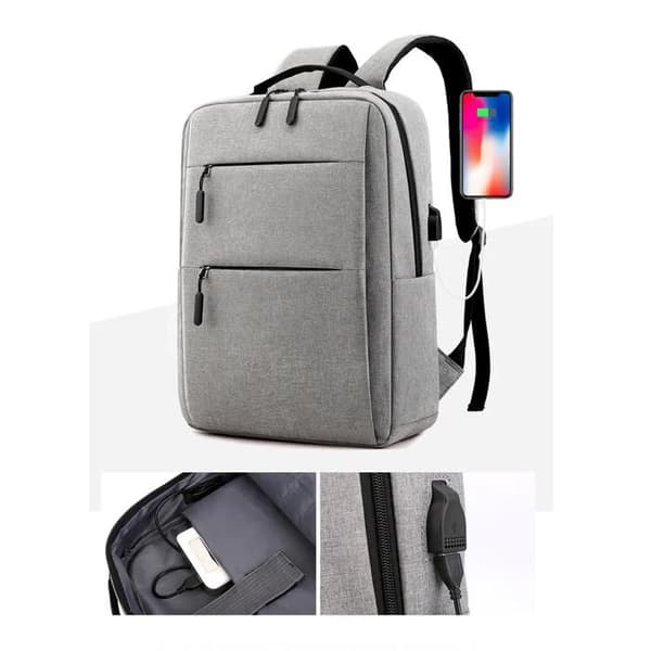 Laptopryggsäck, smal och hållbar, med USB-port, vattentät, för 15,6 tums skolväska (svart)
