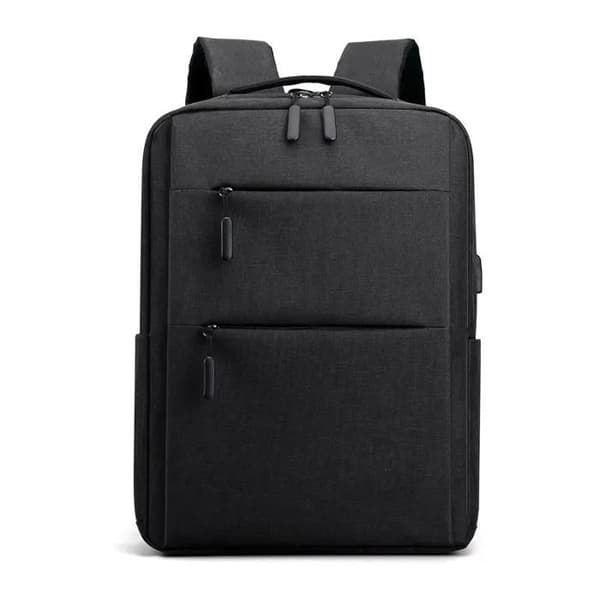 Laptopryggsäck, smal och hållbar, med USB-port, vattentät, för 15,6 tums skolväska (svart)