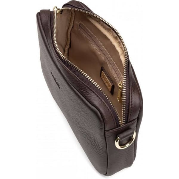 Aarni Crossbody Bag -axelväska, mörkbrun, silverdragkedja