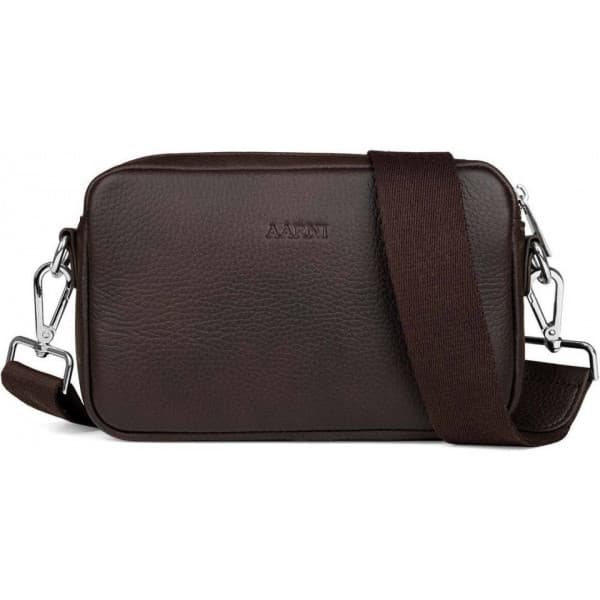 Aarni Crossbody Bag -axelväska, mörkbrun, silverdragkedja