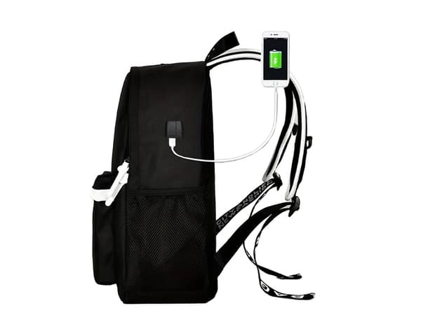 Ryggsäck med Reflekterande / Reflex Tryck - Trendig Grafik - USB