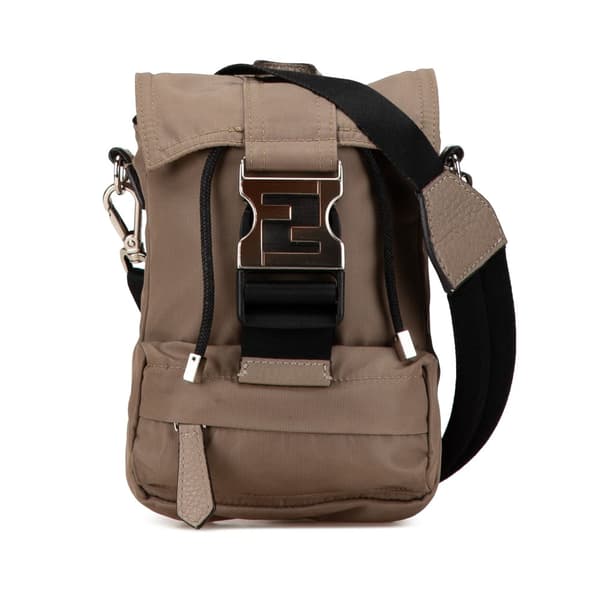Pre-owned Fendi Mini Fendiness Nylon Convertible Backpack Brown