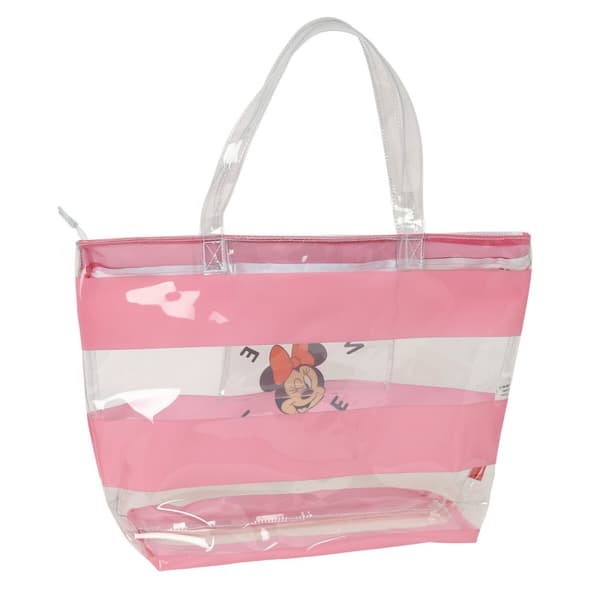 Håndtasker til damer Minnie Mouse Beach Pink Gennemsigtig