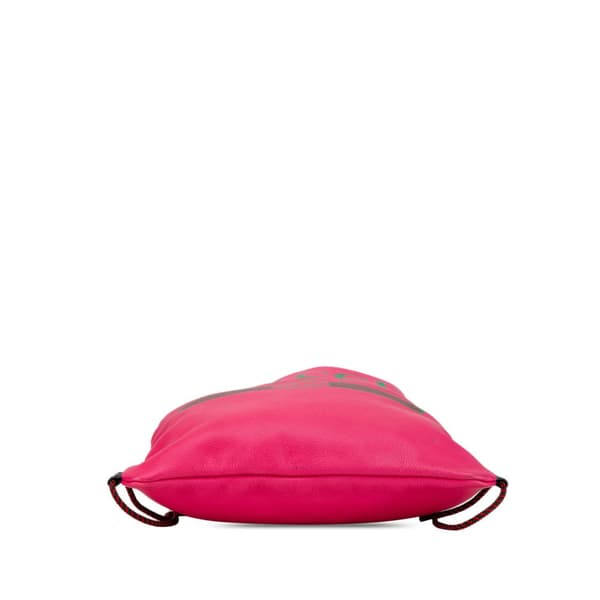 Pre-owned Gucci Leather Logo Drawstring Backpack Pink