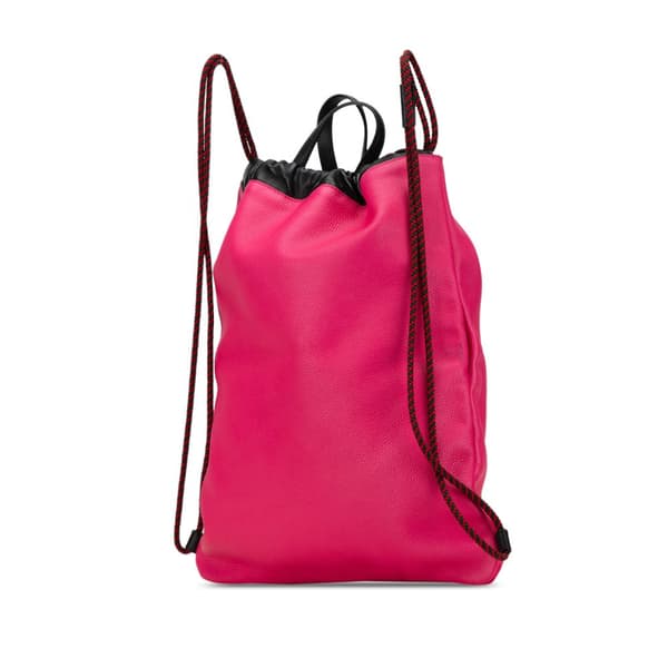 Pre-owned Gucci Leather Logo Drawstring Backpack Pink