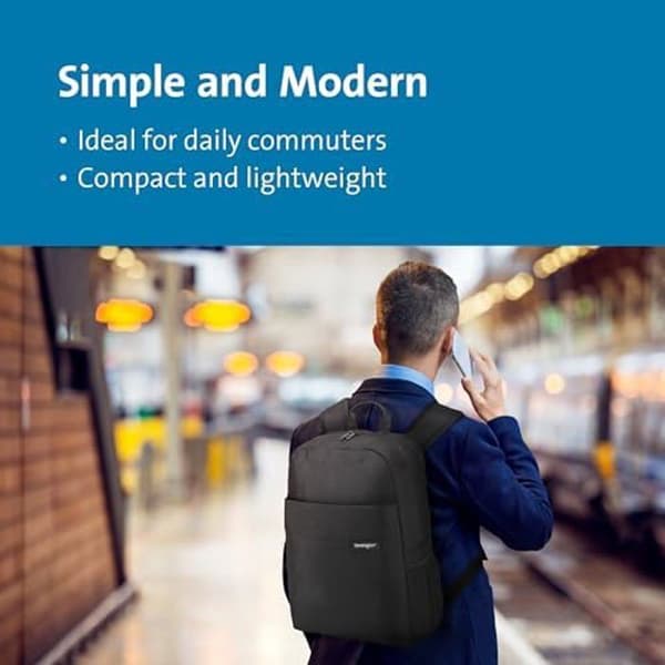 KENSINGTON Simply Portable Lite Laptop Ryggsäck - Svart - Vadderade axelremmar &amp; tyg