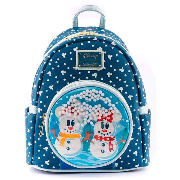 Disney Loungefly Mickey Minnie Snögubbe Ryggsäck 26 Cm Blå
