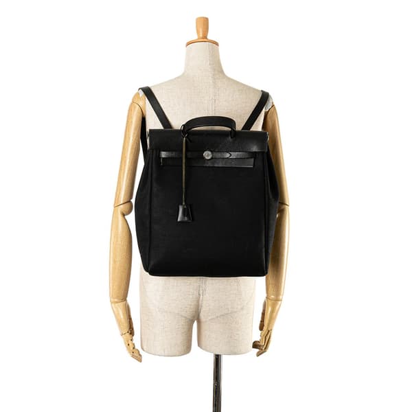 Pre-owned Hermès Toile Herbag GM Backpack Black