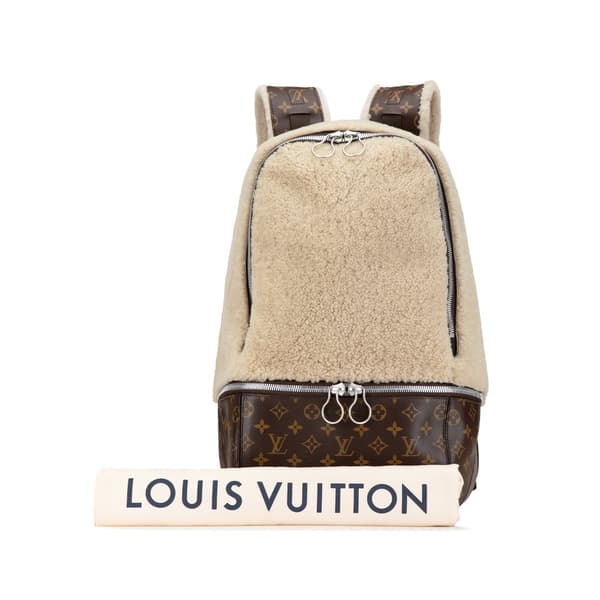 Pre-owned Louis Vuitton Marc Newson Monogram Shearling Backpack Brown