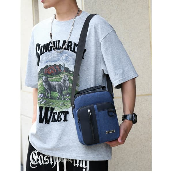 INF Lærredstasker til mænd, afslappet skuldertaske Crossbody taske
