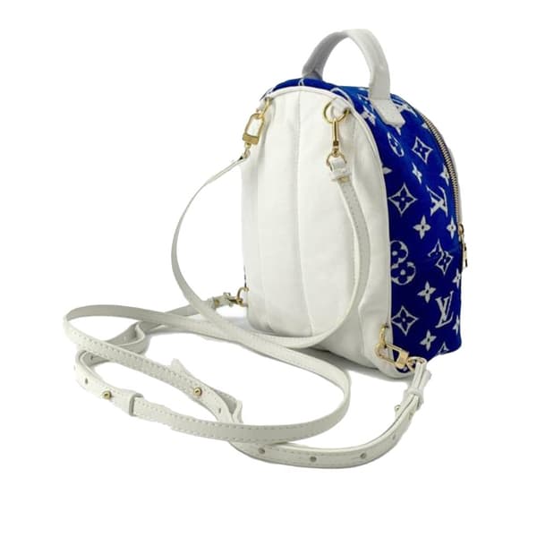 Pre-owned Louis Vuitton Monogram Jacquard Velvet Mini Palm Springs Blue