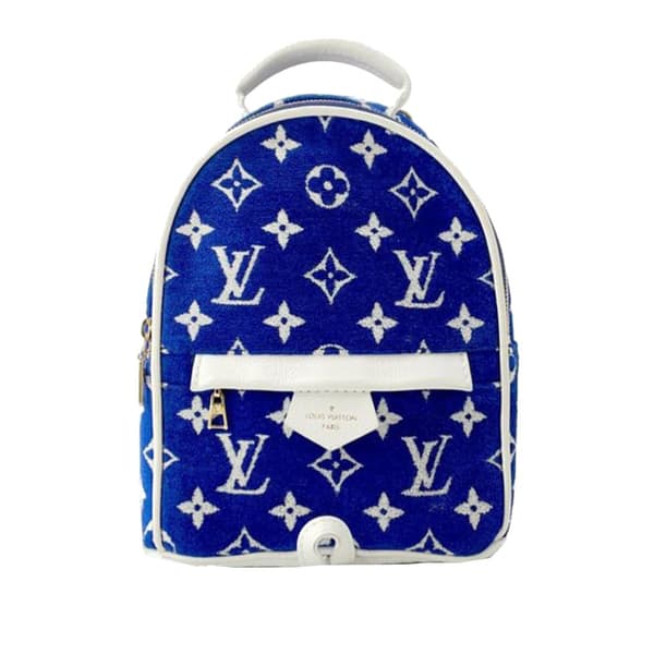 Pre-owned Louis Vuitton Monogram Jacquard Velvet Mini Palm Springs Blue