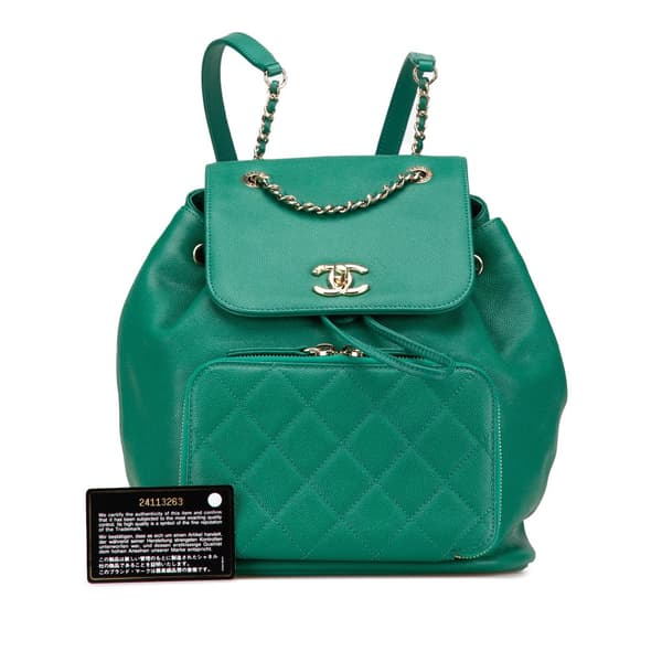 Pre-owned Chanel Caviar Business Affinity Backpack Green