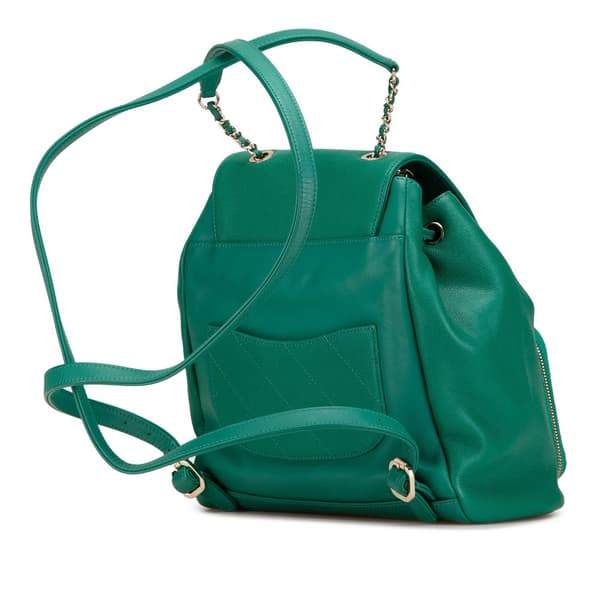 Pre-owned Chanel Caviar Business Affinity Backpack Green