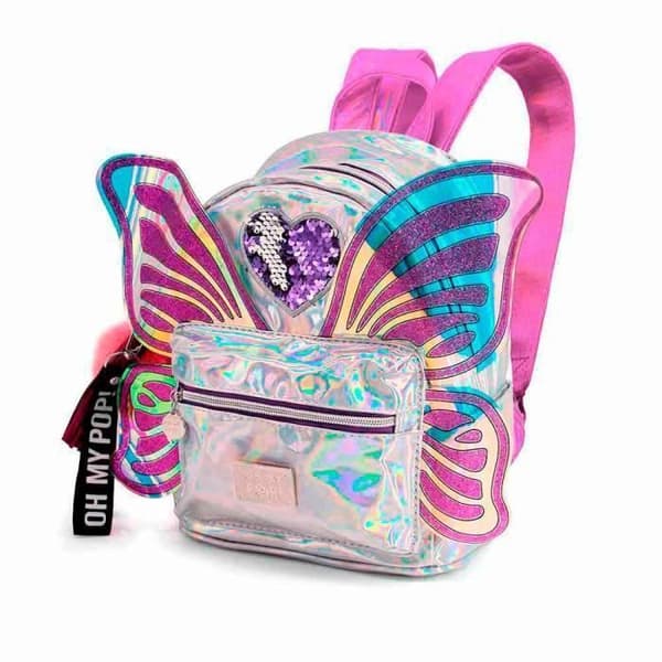 Mode liten ryggsäck - Oh My Pop! - Vingar - Silver - Barn - Rygg