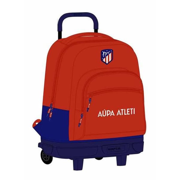 Skoleryggsekk med Hjul Atlético Madrid Rød Marineblå 33 x 45 x 22 cm