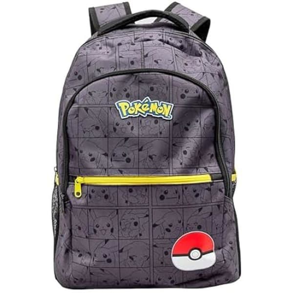 Ryggsäck - William Lamb - Pokémon Pikachu - Collagedesign - 44 cm - Svart och grå