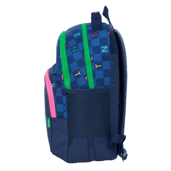 Skoletaske Benetton Damero Marineblå 32 x 42 x 15 cm