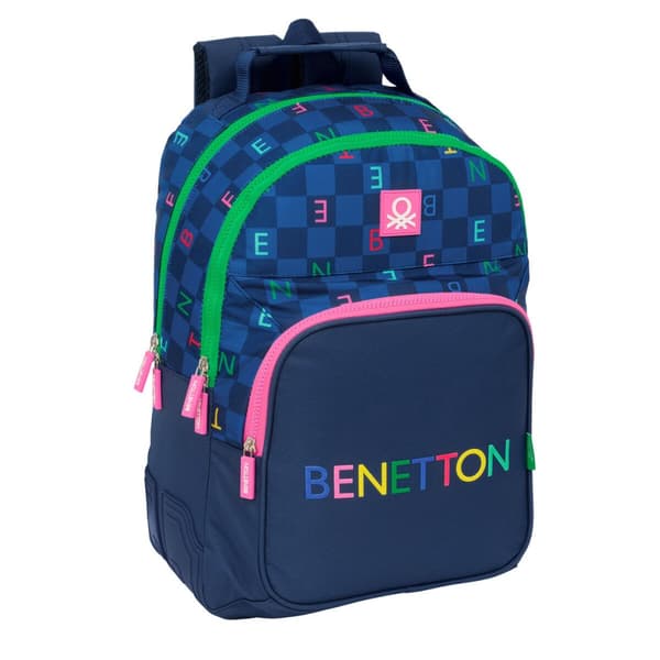 Skoletaske Benetton Damero Marineblå 32 x 42 x 15 cm