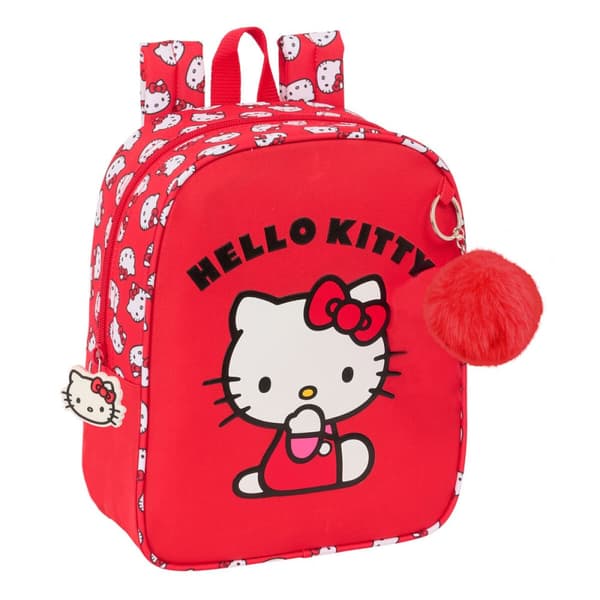Skolryggsäck Hello Kitty Iconic Vit Röd 22 x 27 x 10 cm