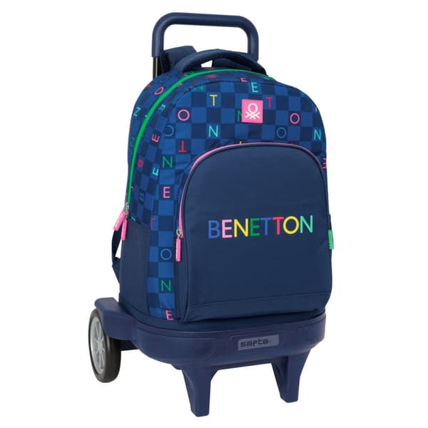 Skolryggsäck Benetton Damero Marinblå 33 x 45 x 22 cm