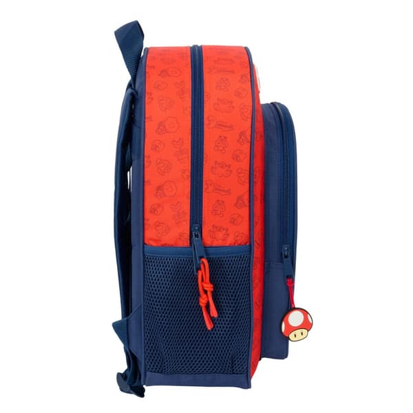 Skolebag Super Mario Trick Rød Mørkeblå 32 x 38 x 12 cm