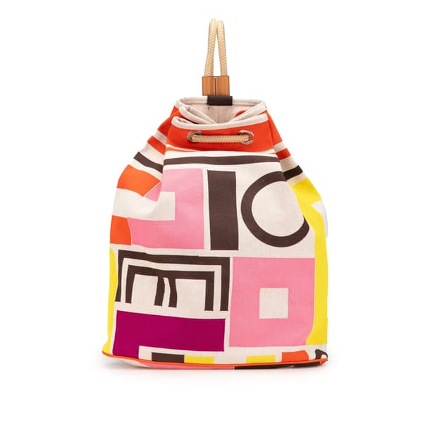 Pre-owned Hermès Cotton Carre Taquin Backpack Brown