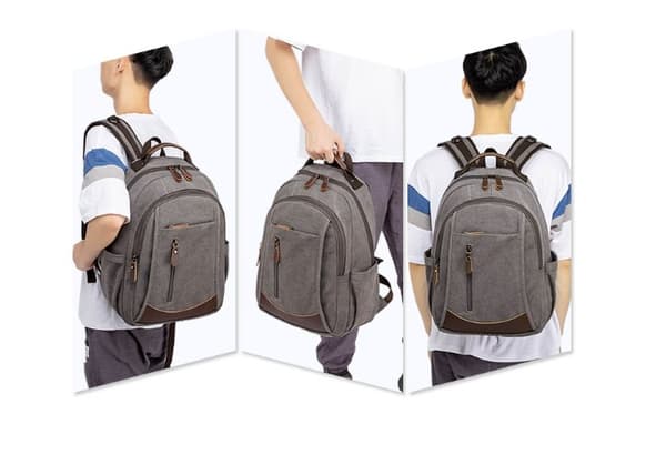 INF Ny Canvas Laptop-ryggsekk for menn, romslig forretningsreiseveske