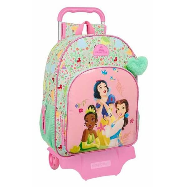 Skolerygsæk med Hjul Disney Princess Bloom 33 x 42 x 14 cm
