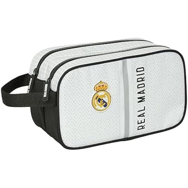 Safta Real Madrid 1:a lag 24/25 - Stort skolpaket för barn, anpassningsbart till vagn, perfekt för barn i åldrarna 5 till 14