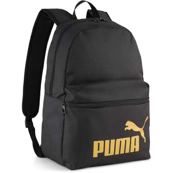 PUMA Svart ryggsäck för kvinnor och män - Phase Backpack Puma Black - Gold - No. 1 Logotyp 292177