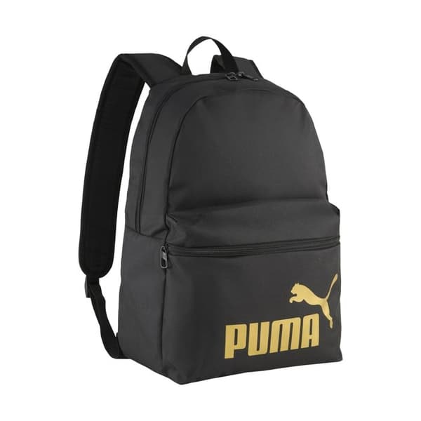 PUMA Svart ryggsäck för kvinnor och män - Phase Backpack Puma Black - Gold - No. 1 Logotyp 292177
