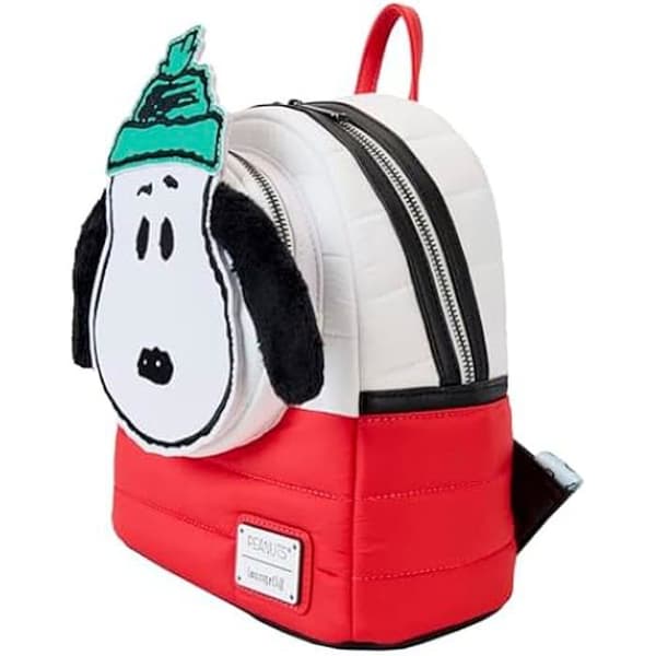 Mini ryggsäck - LOUNGEFLY - Peanuts Holiday Collection - Röd - Plysch - Vintertrend