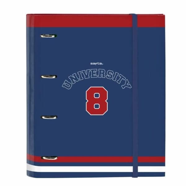 Ringbindning - Safta - Universitet A4 - Röd Blå marin - Polyester 600D - 27 x 32 x 3.5 cm