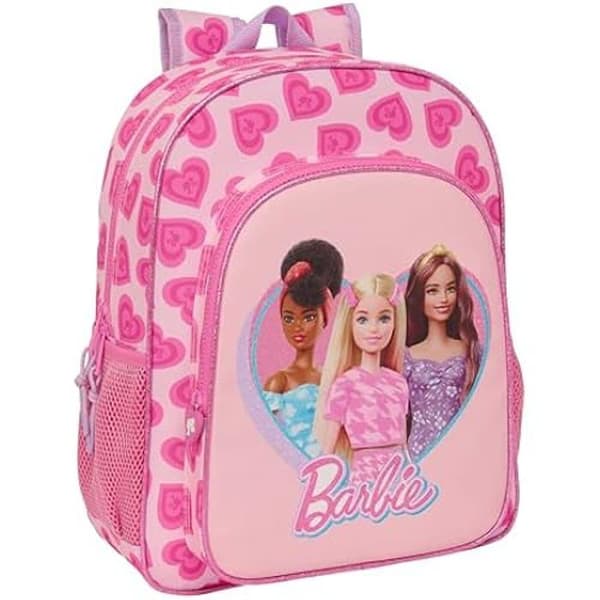 Skolryggsäck - SAFTA - Barbie Love - Rosa - Anpassningsbar för vagn - Bekväm och hållbar