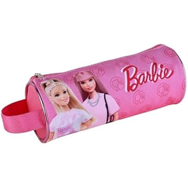 LEKSVÄSKAR Barbie Runt pennfodral 8 x 22 x 8 cm, unisex barns skolryggsäck, svart, L