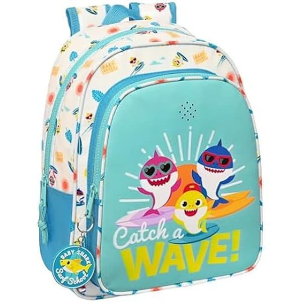 Skolryggsäck för barn BABY SHARK SURFING - SAFTA - Blå - Syntet - Rygg - Blandat